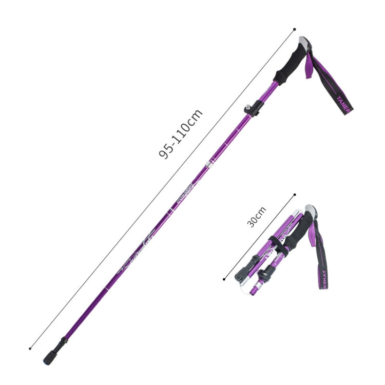 TANERDD TR-D0001 Trekking Poles Aluminum Alloy Folding Outdoor Handrails Trekking Walking Sticks(Short Model (Purple)) Eurekaonline