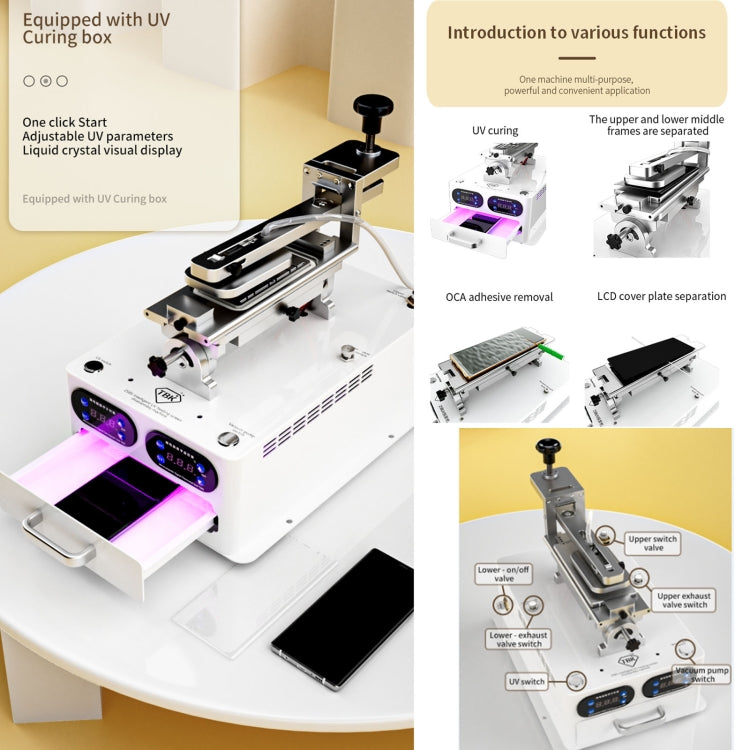 TBK 258S Intelligent Multi-function UV Cured Disassembly Machine, Plug:UK Plug Eurekaonline