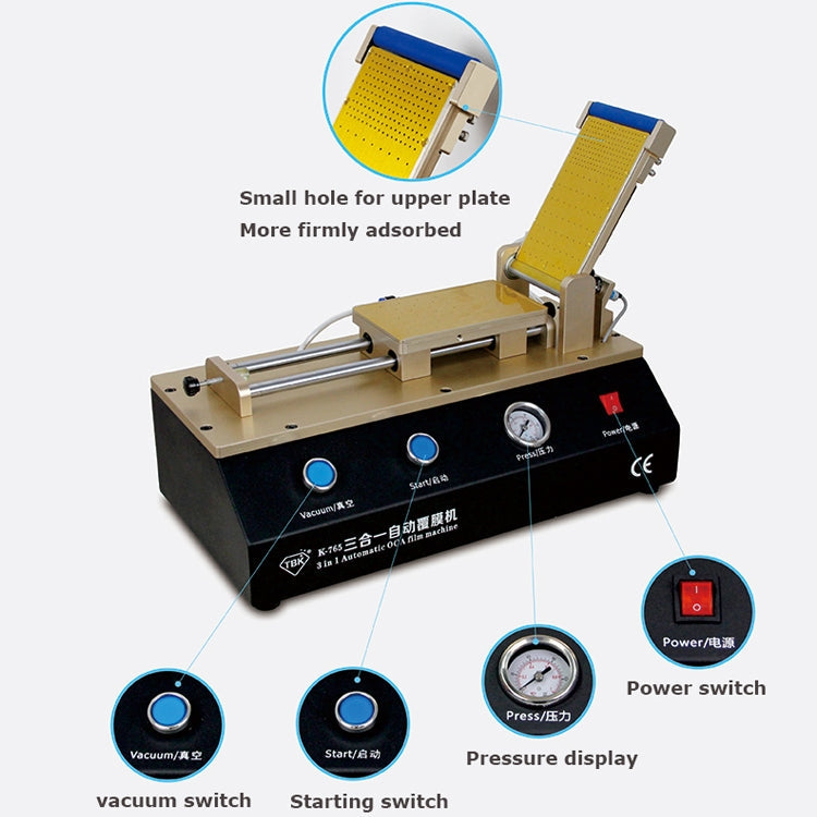 TBK-765 3 in1 Automatic OCA Laminating Machine LCD Touch Screen Air Compressor Machine Built-in Vacuum Pump Eurekaonline