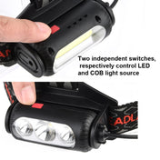 TG-TD113 T6+COB Head-Mounted USB Charging Rotating Multi-Function Headlight White Red And Green Three Light Sources Headlight (With Charging Set) Eurekaonline