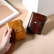 TP-185 Oil Wax Leather Multi-functional RFID Dual Zippers Wallet(Coffee) Eurekaonline
