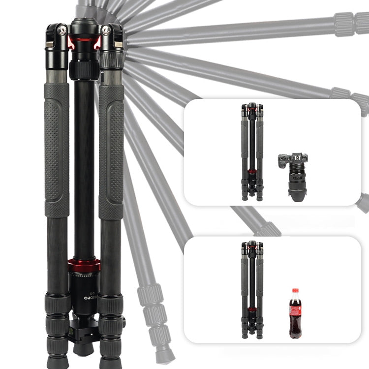 TRIOPO 888 Adjustable Portable Carbon Fiber Tripod with Q-2 Ball Head for SLR Camera, Pipe diameter: 28cm Eurekaonline