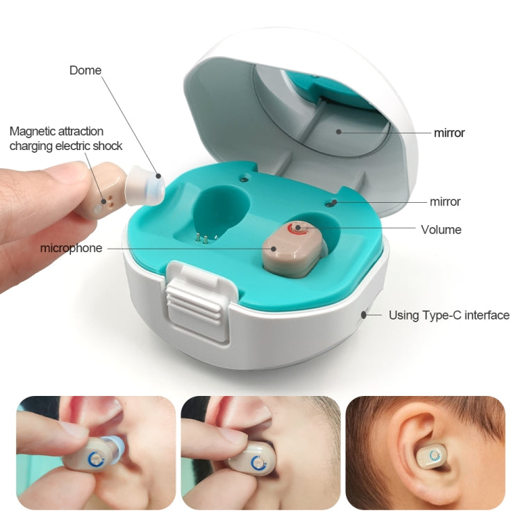 TWS On-Ear Sound Amplifier Hearing Aid with Charging Compartment(Black) Eurekaonline