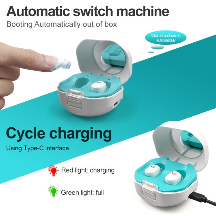 TWS On-Ear Sound Amplifier Hearing Aid with Charging Compartment(Skin Color) Eurekaonline