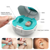 TWS On-Ear Sound Amplifier Hearing Aid with Charging Compartment(White) Eurekaonline
