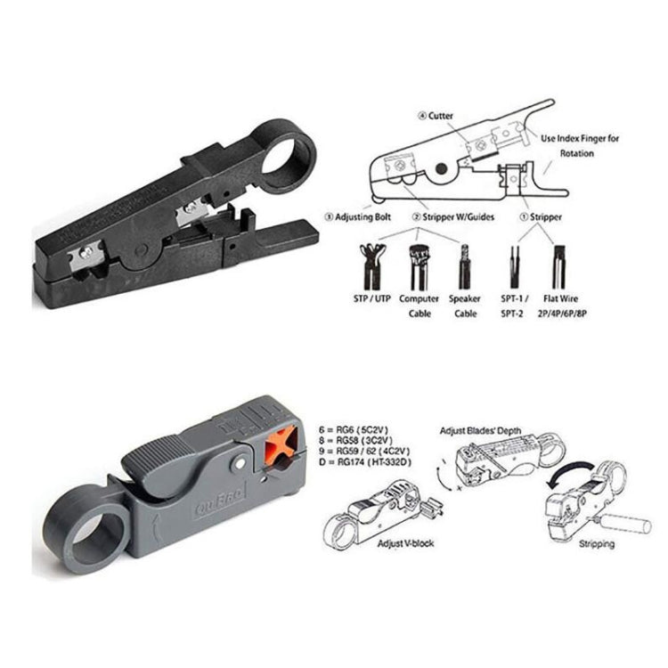 Three-purpose Network Cable Clamp Tester Hand Tool Set Home Network Repair Kit, Style:12 in 1 Eurekaonline