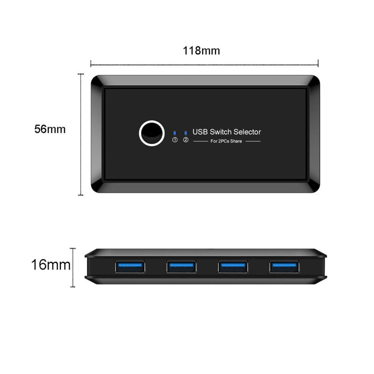 UK204V Drive-free USB 3.0 Switch Selector 2 USB Ports Sharing 4 USB Ports Switcher Adapter for Mouse, Keyboard, Printer Eurekaonline