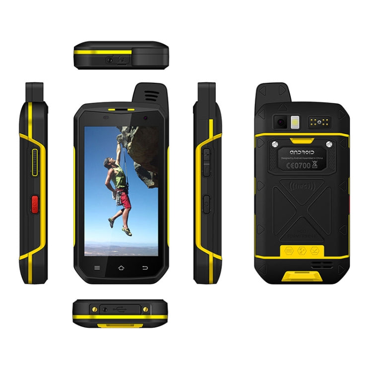 UNIWA B6000 PTT Walkie Talkie Rugged Phone, 4GB+64GB, IP68 Waterproof Dustproof Shockproof, 5000mAh Battery, 4.7 inch Android 9.0 MTK6762 Octa Core up to 2.0GHz, Network: 4G, NFC, OTG (Yellow) Eurekaonline