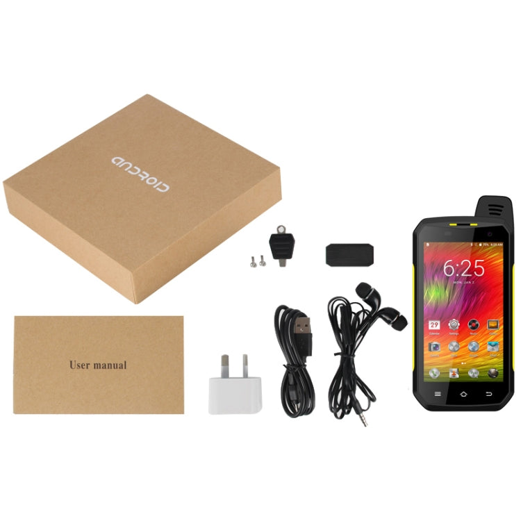 UNIWA B6000 PTT Walkie Talkie Rugged Phone, 4GB+64GB, IP68 Waterproof Dustproof Shockproof, 5000mAh Battery, 4.7 inch Android 9.0 MTK6762 Octa Core up to 2.0GHz, Network: 4G, NFC, OTG (Yellow) Eurekaonline