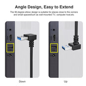USB 3.0 Down Angle 90 degree  Extension Cable Male to Female Adapter Cord, Length: 15cm Eurekaonline