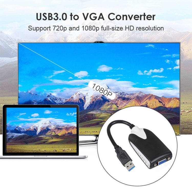 USB 3.0 to VGA Display Adapter, Resolution: 1920 x 1080(Black) Eurekaonline