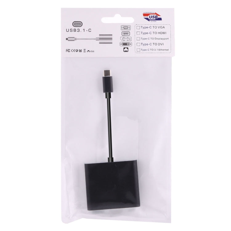 USB-C / Type-C 3.1 Male to USB-C / Type-C 3.1 Female & HDMI Female & USB 3.0 Female Adapter(Black) Eurekaonline