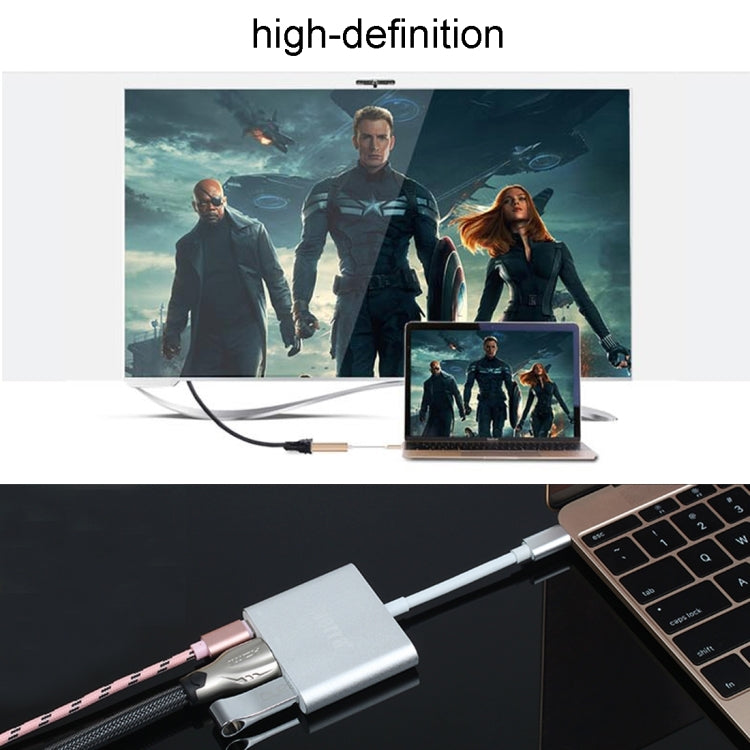 USB-C / Type-C 3.1 Male to USB-C / Type-C 3.1 Female & HDMI Female & USB 3.0 Female Adapter(Black) Eurekaonline