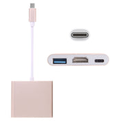 USB-C / Type-C 3.1 Male to USB-C / Type-C 3.1 Female & HDMI Female & USB 3.0 Female Adapter(Gold) Eurekaonline