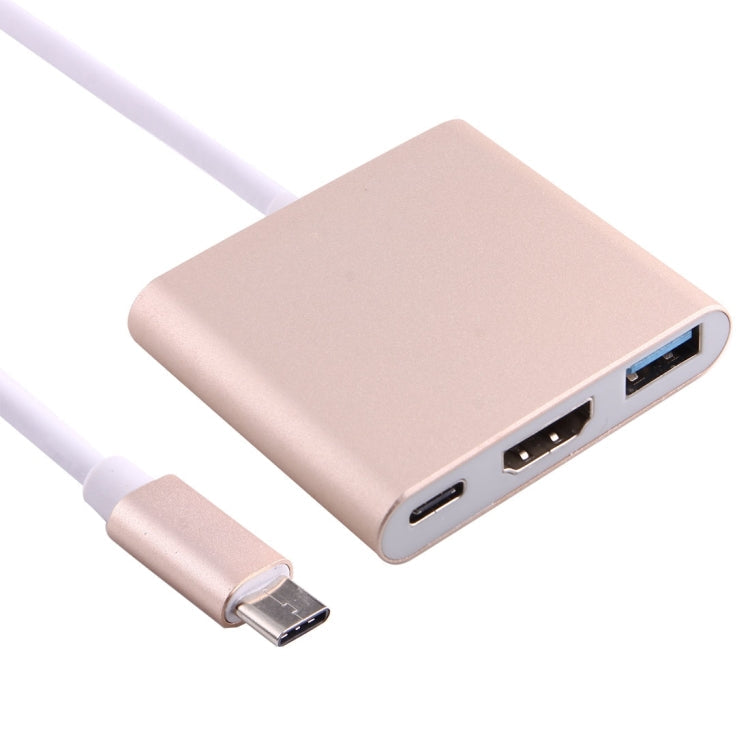 USB-C / Type-C 3.1 Male to USB-C / Type-C 3.1 Female & HDMI Female & USB 3.0 Female Adapter(Gold) Eurekaonline