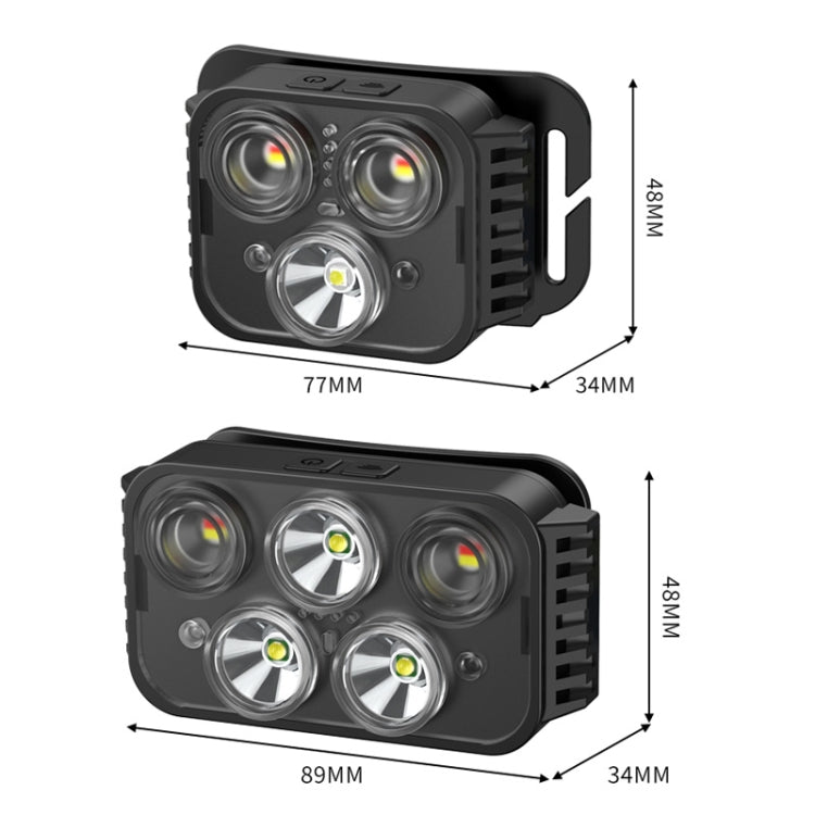 USB Charging Running Strong Bald Headlight Fishing Camping Waterproof Light, Style: 3 Light Head Eurekaonline