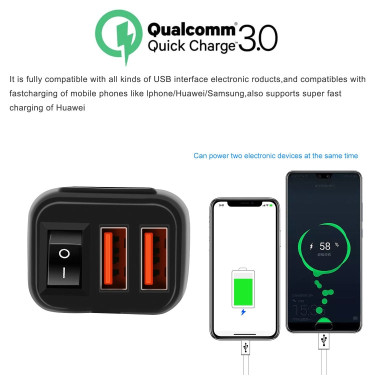 Universal Car Super Quick Dual Port USB Charger Power Outlet Adapter with LED Digital Voltmeter(Blue Light) Eurekaonline
