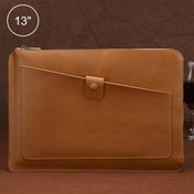 Universal Genuine Leather Business Zipper Laptop Tablet Bag For 13 inch and Below(Yellow) Eurekaonline