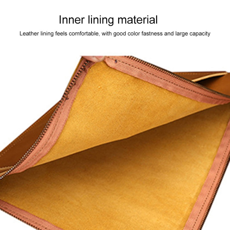 Universal Genuine Leather Business Zipper Laptop Tablet Bag For 15.4 inch and Below(Brown) Eurekaonline