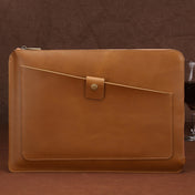 Universal Genuine Leather Business Zipper Laptop Tablet Bag For 15.4 inch and Below(Yellow) Eurekaonline