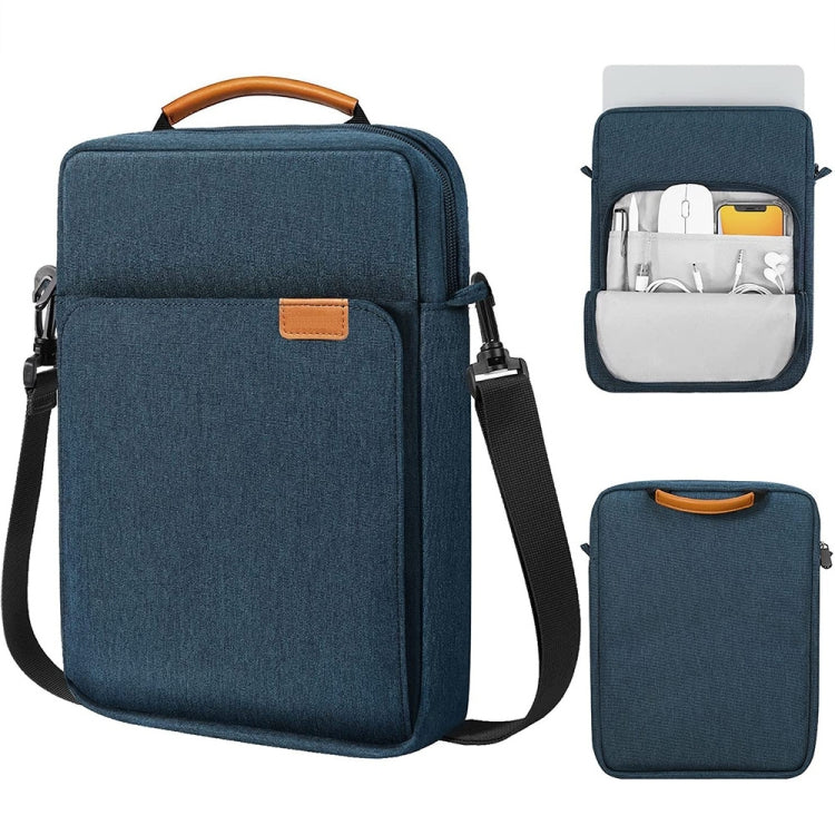 Vertical Laptop Bag Handheld Shoulder Crossbody Bag, Size: 13.3 Inch(Deep Blue) Eurekaonline