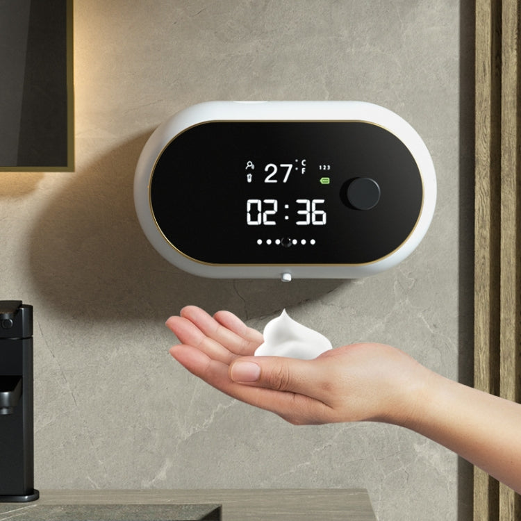 W2 Wall-mounted USB Charging  Automatic Foam Soap Dispenser With Time Temperature Display(White) Eurekaonline