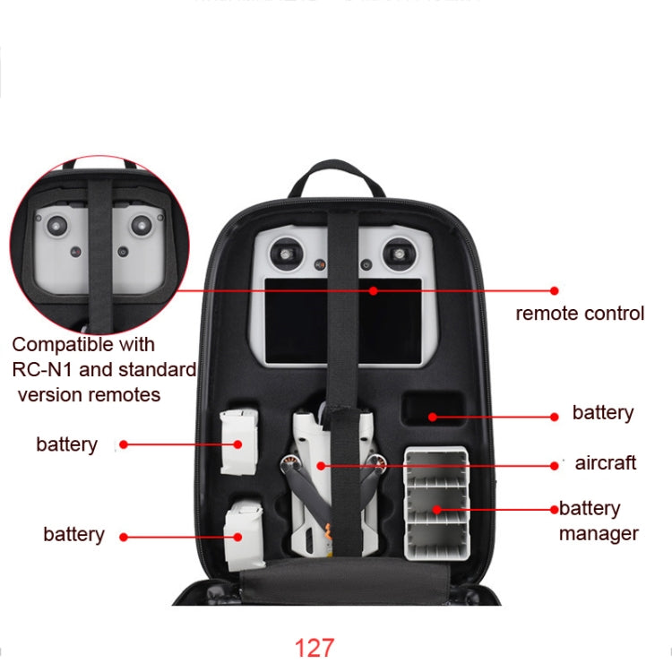 Waterproof Compression Hard Shell Backpack for DJI Mini 3 Pro, Size: 127 Small(Brushed Gray) Eurekaonline