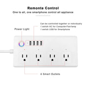WiFi 10A SM-SO301-U 2500W 4 Holes + 4 USB Smart Power Strip, US Plug(White) Eurekaonline