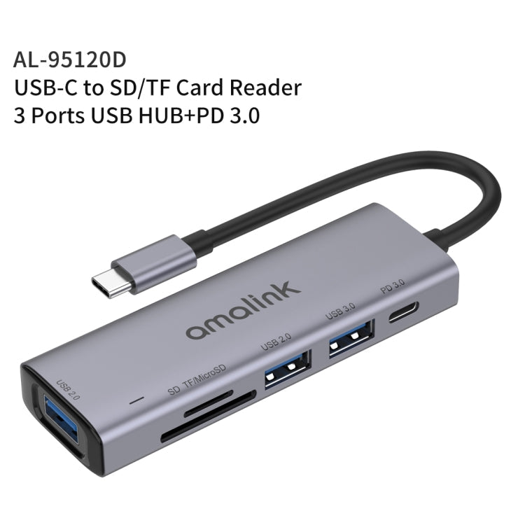 TF + 3 Ports USB + PD 3.0 Multi-function HUB (Grey) Eurekaonline