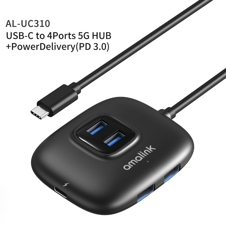  USB-C to 4 Ports USB Multi-function HUB(Black) Eurekaonline