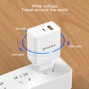 awei C-980 18W PD USB-C / Type-C + QC 3.0 USB Interface Fast Charging Travel Charger, EU Plug(Black) Eurekaonline