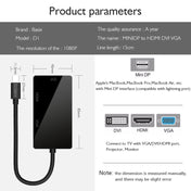 basix D1 Mini DP to HDMI + DVI + VGA 1080P Multi-function Converter, Cable Length: 15cm (Black) Eurekaonline