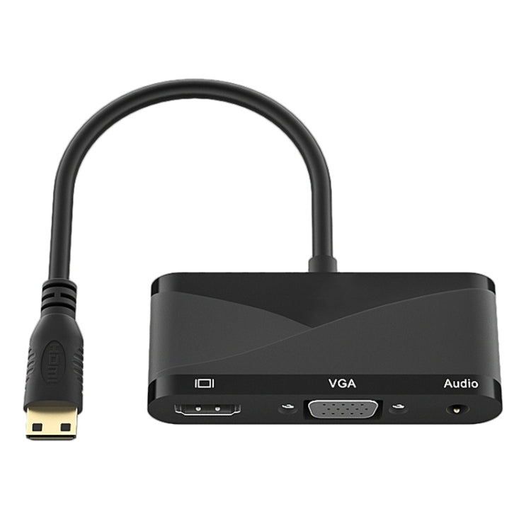 h114 3 in 1 Mini HDMI to HDMI + VGA + 3.5 Audio Converter Cable(Black) Eurekaonline