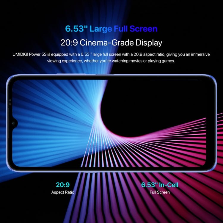 [HK Warehouse] UMIDIGI Power 5S, 4GB+32GB, Triple Back Cameras, 6150mAh Battery, Face Identification, 6.53 inch Android 11 UMS312 T310 Quad Core up to 2.0GHz, Network: 4G, OTG, Dual SIM(Sapphire Blue) - Eurekaonline