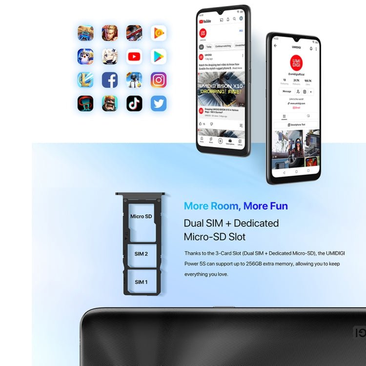 [HK Warehouse] UMIDIGI Power 5S, 4GB+32GB, Triple Back Cameras, 6150mAh Battery, Face Identification, 6.53 inch Android 11 UMS312 T310 Quad Core up to 2.0GHz, Network: 4G, OTG, Dual SIM(Sapphire Blue) - Eurekaonline
