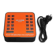 WLX-840 200W 40 Ports USB Digital Display Smart Charging Station AC100-240V, AU Plug (Black+Orange) - Eurekaonline