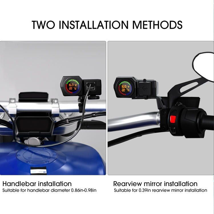 WUPP CS-1747A1 Motorcycle Voltage Temperature Digital Display Double USB Phone Charger - Eurekaonline