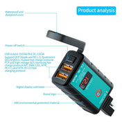 WUPP ZH-1422A3 DC12-24V Motorcycle Square Dual USB Fast Charging Charger with Switch + Voltmeter + Integrated SAE Socket + 1.4m OT Terminal Cable - Eurekaonline