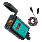 WUPP ZH-1422B2 DC12-24V Motorcycle Square Single USB + PD Fast Charging Charger with Switch + Voltmeter + Integrated SAE Socket + 1m SAE Socket Cable - Eurekaonline