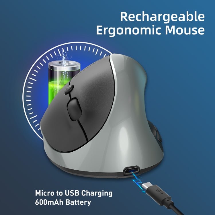 X10 2.4G Wireless Rechargeable Vertical Ergonomic Gaming Mouse(Grey) - Eurekaonline