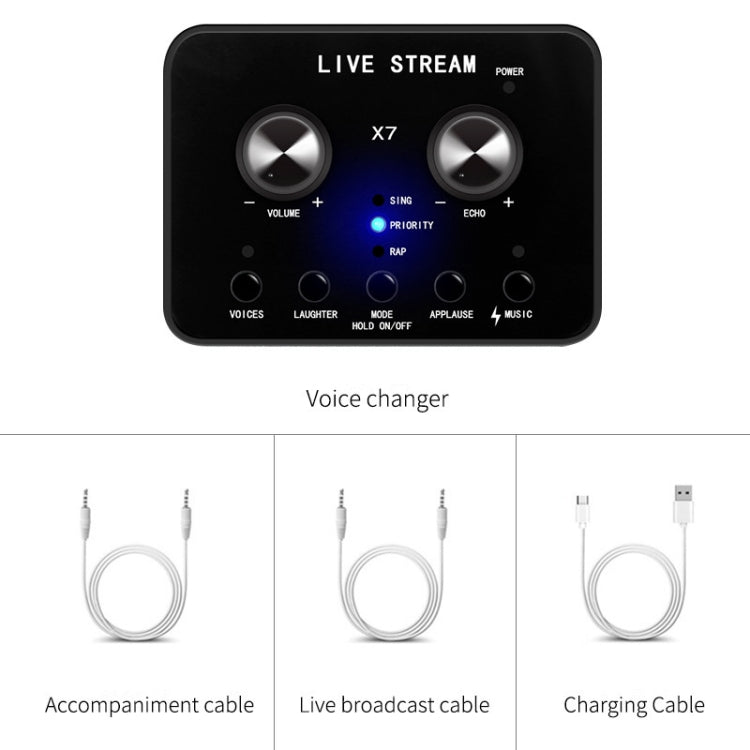 X7 Sound Card Voice Changer Mobile Phone And Computer Compatible With External Electronic Voice Call Microphone Live Sound Card(English Version) - Eurekaonline