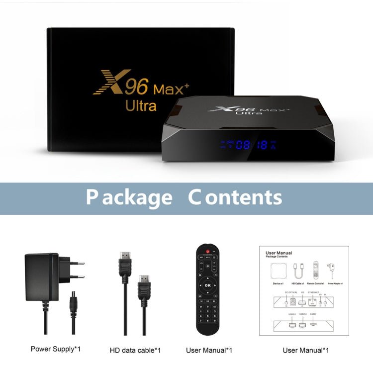 X96 Max+ Ultra 4GB+64GB Amlogic S905X4 8K Smart TV BOX Android 11.0 Media Player, Plug Type:EU Plug - Eurekaonline
