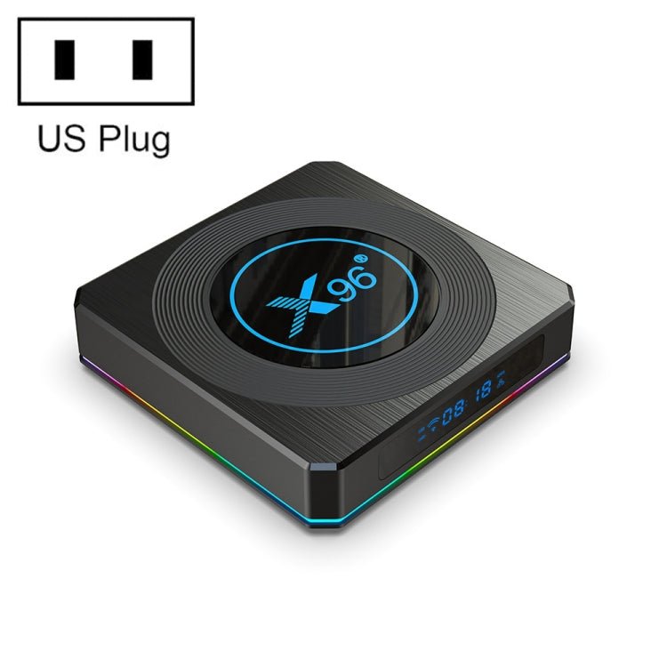 X96 X4 8K Smart TV BOX Android 11.0 Media Player with Remote Control, Amlogic S905X4 Quad Core ARM Cortex A55, RAM: 4GB, ROM: 64GB, Support 1000M, Dual Band WiFi, Bluetooth, US Plug - Eurekaonline