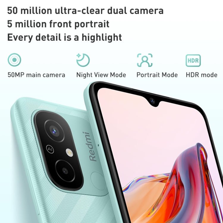 Xiaomi Redmi 12C, 50MP Camera, 6GB+128GB, 5000mAh Battery, Face Identification, 6.71 inch MIUI 13 MediaTek Helio G85 Octa Core up to 2.0GHz, Network: 4G, Dual SIM, Not Support Google Play(Mint Green) - Eurekaonline
