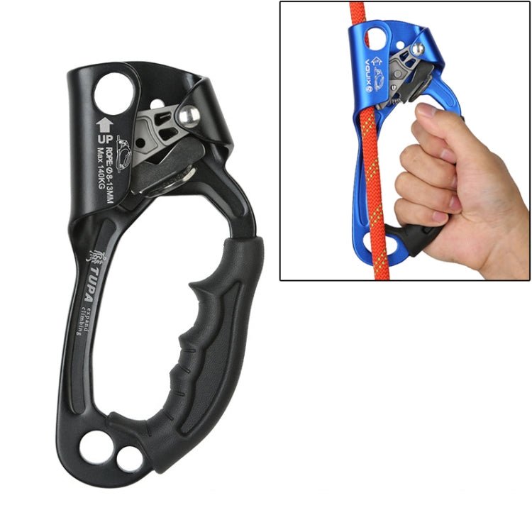 XINDA TP-8606 Outdoor Rock Climbing Aerial Work Anti-fall Handheld Rope Gripper for 8-12mm Diameter Rope Right(Black) - Eurekaonline