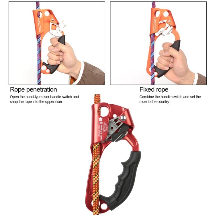XINDA TP-8606 Outdoor Rock Climbing Aerial Work Anti-fall Handheld Rope Gripper for 8-12mm Diameter Rope Right(Blue) - Eurekaonline