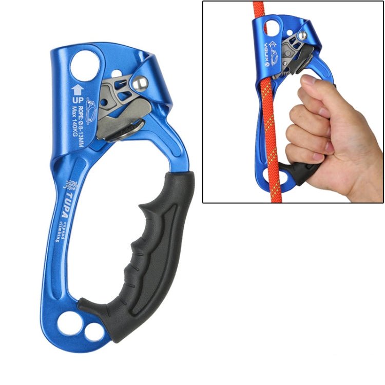 XINDA TP-8606 Outdoor Rock Climbing Aerial Work Anti-fall Handheld Rope Gripper for 8-12mm Diameter Rope Right(Blue) - Eurekaonline
