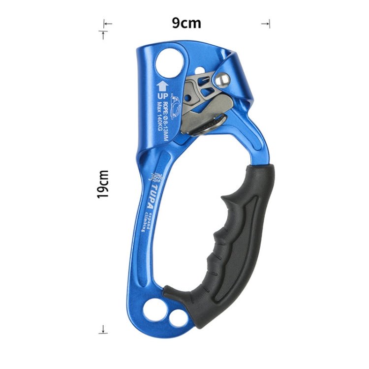XINDA TP-8606 Outdoor Rock Climbing Aerial Work Anti-fall Handheld Rope Gripper for 8-12mm Diameter Rope Right(Blue) - Eurekaonline