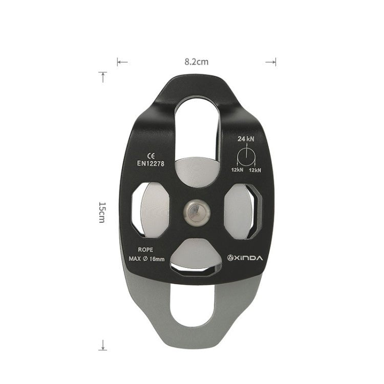 XINDA XD-8613 Outdoor Rock Climbing Jungle Rope Overhead Crossing Side Plate Double Pulley(Black) - Eurekaonline