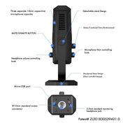 Yanmai SF-900 Multi-function Four Directivity Studio Recording Condenser Microphone with Desktop Stand(Black) - Eurekaonline